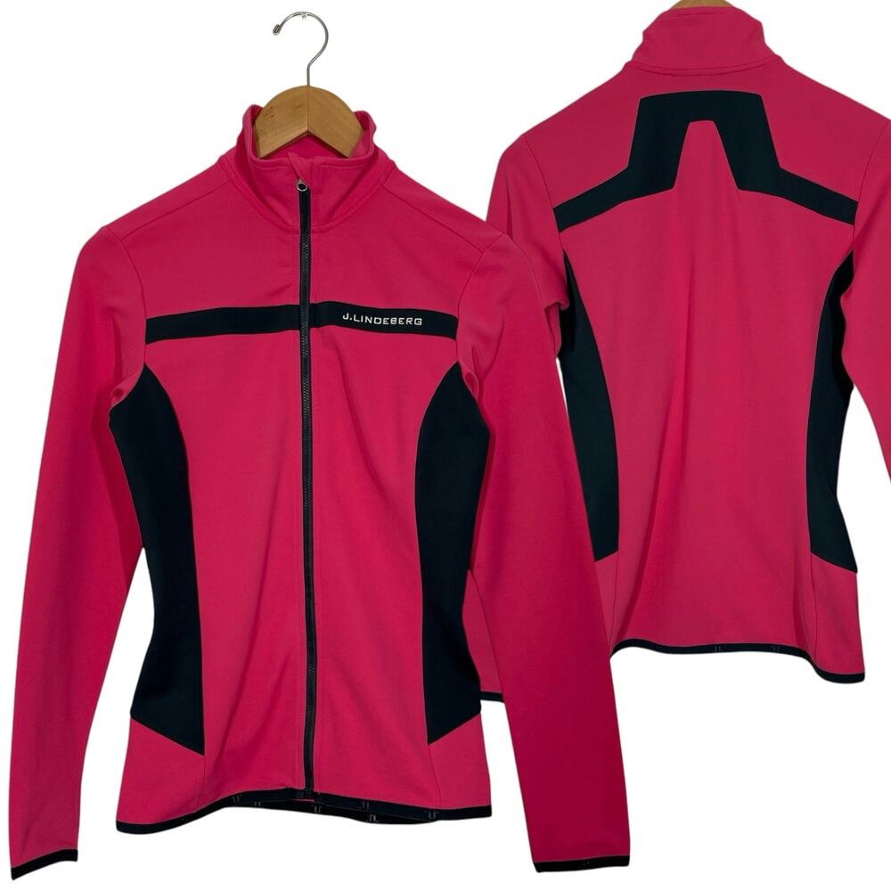 J. Lindeberg Logo Jacket Women’s Size Small Pink Black Golf Cycling Layer
